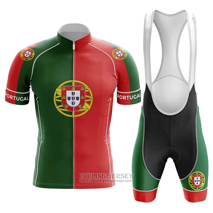 2020 Cycling Jersey Champion Portugal Green Red Short Sleeve And Bib Short